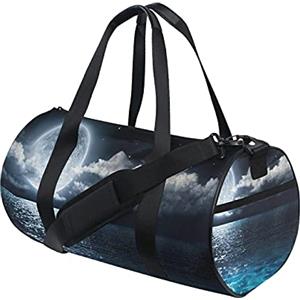DJNGN Borsa da palestra Borsone sportivo Borsa da weekend Tote Lago Oceano Mare Luna Nube Cielo Borsa da allenamento da viaggio Zaino a tracolla per donna uomo