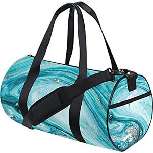 DJNGN Borsa da palestra Borsone sportivo Borsa da weekend Tote Oceano Mare Marmo Strisce Astratte Vintage Blu Dorato Borsa da allenamento da viaggio Zaino a tracolla per donna Uomo