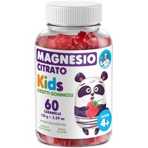 DR. MORITZ Kids DR. MORITZ Orsetti gommosi magnesio citrato per bambini e adulti - Citrato di magnesio senza zucchero - (1 barattolo di 60 gummies al lampone)