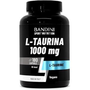 Bandini® Integratore Taurina Senza Magnesio Stearato, 180 Capsule da 1000mg | Taurine Pura, Polvere Vegan ad Alto Dosaggio (3 Mesi), Aminoacidi Essenziali Pre/Post Workout, L-Taurina, 1000 mg per Dose