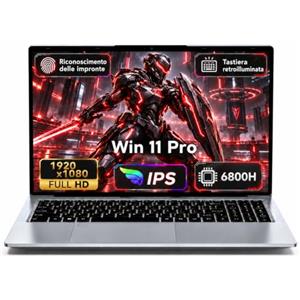 MITUNTUN Computer portatile da gaming da 15,6", R7 6800H, 32 GB RAM | 8 core e 16 threads, fino a 4,7 GHz, per multitasking, creazione di contenuti, streaming e uso quotidiano.