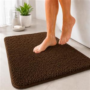 Floordirekt Tappeto da Bagno Sky, Morbido e Denso, Antiscivolo e ad Asciugatura Rapida, Adatto per Riscaldamento a Pavimento, Rettangolare e Rotondo (50 x 60 cm, Marrone)