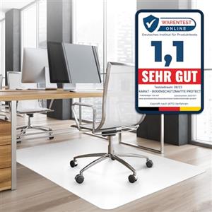 OfficeMarshal Tappetino protettivo per sedia da ufficio, tappetino da scrivania, trasparente, per sedie da ufficio, 90 x 120 cm, per pavimenti duri (bianco)