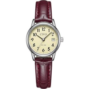 CIVO Orologio Donna Piccolo Analogico: Numeri Grandi Cinturino in Pelle | Morbida Quadrante Ad Alto Contrasto - Regalo per Donne con Polso Vogliono Leggere l'Ora Senza Sforzo