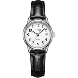 CIVO Orologio Donna Piccolo Analogico: Numeri Grandi Cinturino in Pelle | Morbida Quadrante Ad Alto Contrasto - Regalo per Donne con Polso Vogliono Leggere l'Ora Senza Sforzo