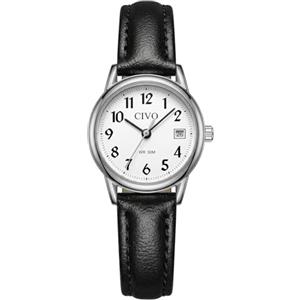 CIVO Orologio Donna Piccolo Analogico: Numeri Grandi Cinturino in Pelle | Morbida Quadrante Ad Alto Contrasto - Regalo per Donne con Polso Vogliono Leggere l'Ora Senza Sforzo