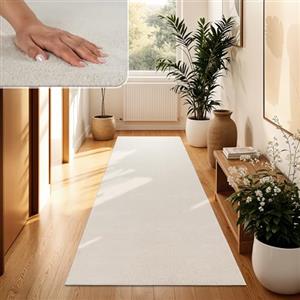 Paco Home Tappeto Moderno e Morbido per Soggiorno a Pelo Corto Lavabile Fluffy Uni Effetto Pelliccia Senza Tempo Elegante Antiscivolo Facile da Pulire, Dimensione:60x100 cm, Colore:Crema 4
