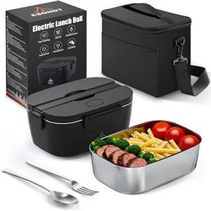 ESOHOT Scaldavivande Elettrico Portatile,120W Scalda Vivande Portatile Elettrico Riscaldamento Ultrarapido 12V/24V/230V Porta Pranzo Riscaldabile per Viaggi, Lavoro, Auto, Camion (1,5L)