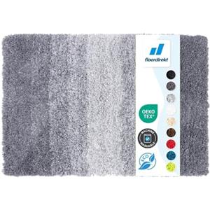 Floordirekt Tappetino da bagno Wave, Tappeto da bagno rotondo, Sensazione densa e soffice per la vostra casa, Tappetino da bagno antiscivolo lavabile, testato per sostanze nocive Grigio/Bianco 60 x 90