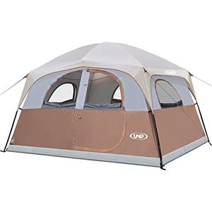 UNP Tenda familiare per 5-6 persone, impermeabile, antivento, con altezza in piedi, facile da montare, tenda familiare a doppia parete con finestre in rete, 300 x 270 x 207 cm