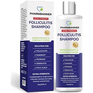 PHARMBANNER Shampoo antifollicolite e dermatite seborroica contro forfora, psoriasi e prurito del cuoio capelluto, lenisce arrossamenti, desquamazione e irritazione - 250 ml