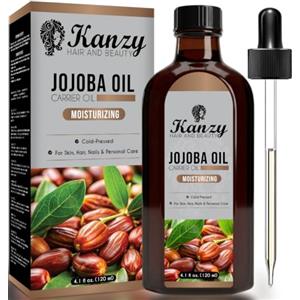 Kanzy Olio di Jojoba Puro Pressato a Freddo 120ml - Olio di Jojoba Non Raffinato per Viso, Corpo, Capelli, Cuoio Capelluto e Barba