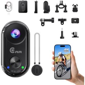 Camlance Mini Action Cam 4K,20 MP Portatile Body Cam,6 Assi Stabilizzata POV Camera,Macchina Fotocamera Subacquea 40M,WiFi Mini Videocamera Magnetica e Accessori di Montaggio(Scheda SD non inclusa)