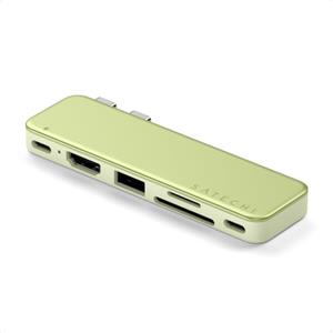 SATECHI Snap Hub USB C 6 in 2 per MacBook Neo, 45W, HDMI, Giallo Agrume | Abbinato ai colori del MacBook Neo con doppio connettore integrato, 4K@60Hz, lettori SD/microSD, USB-A e USB-C a 5Gbps