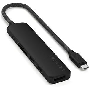 SATECHI Hub USB C 6 in 1 Slim Plus, PD 100W, HDMI 4K@60Hz, Nero | Porte USB-A 10Gbps e USB-A 2.0, lettori SD/microSD (UHS-I), uscita 75W per laptop, per MacBook Air/Pro/Neo e iPad