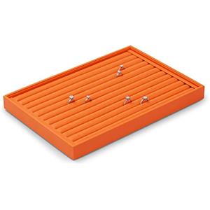 Papten Vassoio Portagioielli in Pelle Arancione, Vassoio Per Anelli | Portagioie per cassetto, inserto per gioielli, organizer, espositore per gioielli, 35x24x3 cm, vassoio per gioielli impilabil