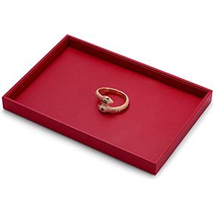 Papten Vassoio Portagioie in Pelle Rossa,vassoio Organizer Per Gioielli | Portagioie per cassetto, inserto per gioielli, organizer, espositore per gioielli, 35x24x3 cm, vassoio per gioielli impilabil