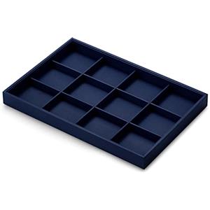 Papten Vassoio Portagioie in Pelle Blu, Vassoio Organizer A 12 Scomparti | Portagioie per cassetto, inserto per gioielli, organizer, espositore per gioielli, 35x24x3 cm, vassoio per gioielli impilabil
