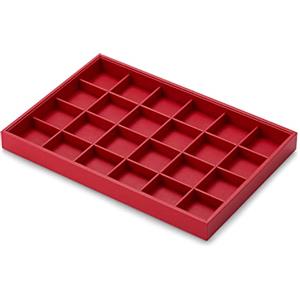 Papten Vassoio Portagioie in Pelle Rossa,vassoio Organizer A 24 Scomparti | Portagioie per cassetto, inserto per gioielli, organizer, espositore per gioielli, 35x24x3 cm, vassoio per gioielli impilabil