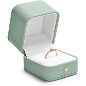 Papten Scatola Per Anelli,Verde Chiaro,Scatola Per Anello Di Fidanzamento | Portagioie per fidanzamento, proposta di matrimonio, San Valentino; confezione regalo per gioielli; portaanelli; 6×6,5×6,5 cm