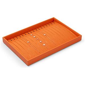 Papten Vassoio Portagioielli in Pelle Arancione,vassoio Per Bracciali | Portagioie per cassetto, organizer per gioielli, espositore, 35x24x3 cm, vassoio per gioielli impilabile
