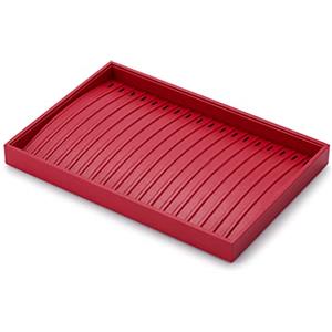 Papten Vassoio Portagioielli in Pelle Rossa,vassoio Per Bracciali | Portagioie per cassetto, organizer per gioielli, espositore, 35x24x3 cm, vassoio per gioielli impilabile