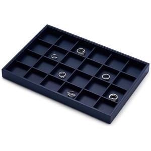 Papten Vassoio Portagioie in Pelle Blu,vassoio Organizer A 24 Scomparti | Portagioie per cassetto, inserto per gioielli, organizer, espositore per gioielli, 35x24x3 cm, vassoio per gioielli impilabil