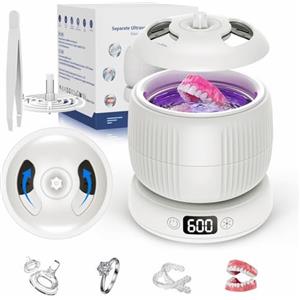 Morole Pulitore Ultrasuoni con Lampada UV | 45000Hz | 200ML | Portatile | Pulitore Ultrasuoni per Apparecchio Denti, Bite, Protesi Dentali, Allineatori e Gioielli