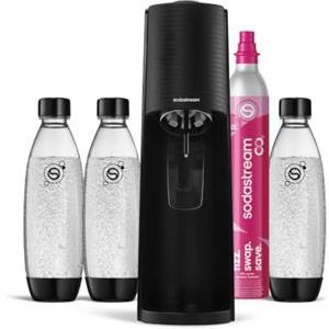 Sodastream Terra - Gasatore per realizzare acqua frizzante e bevande, nero + 3x bottiglie in plastica 1L