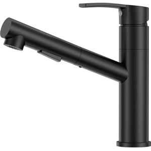 APPASO Rubinetto da cucina con doccia, girevole a 360°, 2 tipi di getto, rubinetto ad alta pressione, nero