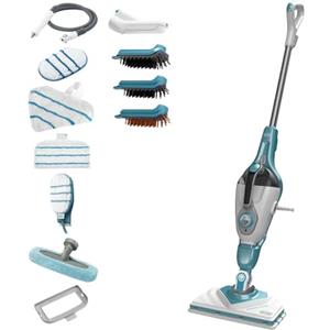 BLACK+DECKER, Scopa a Vapore Lavapavimenti Steam Mop 13 Accessori, Guanto che Emette Vapore, Testa Pivotante per Tutte le Superfici, Tecnologia Autoselect regolazione vapore, 380ml 1600W. BHSM168DSM-QS