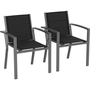 Devoko Set Di 2 Sedie Da Giardino, Sedie Da Esterno In Alluminio Per Esterni, Sedie Impilabili Poltrone Da Giardino, Per Giardino, Piscina, Terrazza, Sala Da Pranzo, Grigio Scuro