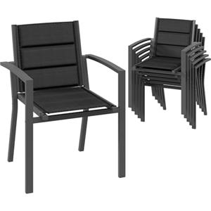 Devoko Set Di 6 Sedie Da Giardino, Sedie Da Esterno In Alluminio Per Esterni, Sedie Impilabili Poltrone Da Giardino, Per Giardino, Piscina, Terrazza, Sala Da Pranzo, Grigio Scuro