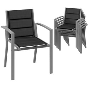 Devoko Set di 6 sedie da giardino impilabili in alluminio, carico massimo 160 kg, per giardino, piscina, terrazza, sala da pranzo, mobili da giardino, grigio chiaro
