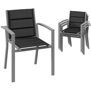 Devoko Set di 4 sedie da giardino impilabili in alluminio, carico massimo 160 kg, per giardino, piscina, terrazza, sala da pranzo, mobili da giardino, grigio chiaro