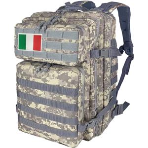 HEMSO Zaino Militare 45 Litri, Impermeabile Grande Zaino Tattico, Molle Zaini di Assalto per Uomo Donna Università Sopravvivenza Viaggio Trekking Campeggio Caccia Moto Palestra Fotografico (Mimetica grigia)