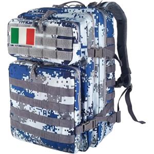 HEMSO Zaino Militare 45 Litri, Impermeabile Grande Zaino Tattico, Molle Zaini di Assalto per Uomo Donna Università Sopravvivenza Viaggio Trekking Campeggio Caccia Moto Palestra Fotografico (Mimetica blu)