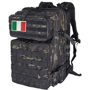 HEMSO Zaino Militare 45 Litri, Impermeabile Grande Zaino Tattico, Molle Zaini di Assalto per Uomo Donna Università Sopravvivenza Viaggio Trekking Campeggio Caccia Moto Palestra Fotografico (Mimetica nera)