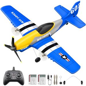HAWK'S WORK 3CH P-51D Mustang Aereo RC, Warbird Stabilizzato per Princ. | Stabilizzazione giroscopio 6 assi, 2,4GHz RTF, design classico warbird, adatto ai principianti