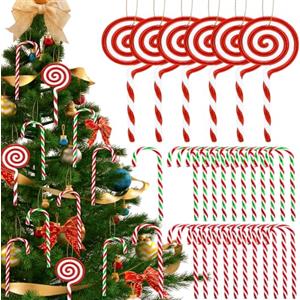 MWZEAUL Decorazioni Albero di Natale,30PZ Decori Albero di Natale Candy Cane,Plastica Bastoncini di Zucchero Natalizi da Appendere,Caramelle Natalizie Lecca Natale Decorazioni Particolari Rosso Bianco
