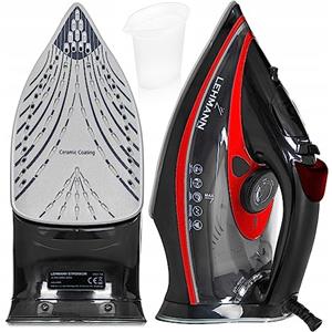 Lehmann Ferro da stiro a vapore in ceramica, 3000 W, funzione Calc-Clean 9 in 1, elevata potenza di vapore, peso ridotto, suole in ceramica da stirare, autopulente e nebulizzatore