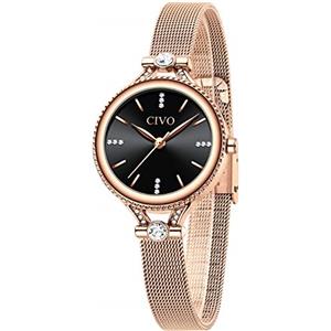 CIVO Orologio Donna Analogico Elegante: Piccolo e Raffinato con Strass | Cinturino in Rete Acciaio Inossidabile Impermeabile - Regalo Perfetto per Festa Compleanno, Anniversario