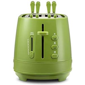 De'Longhi CTLAP2203.GR Tostapane con Pinze, Controllo Progressivo del Grado di Tostatura, Indicatori Luminosi, Cassetto Raccoglibriciole, Piedini Antiscivolo, Potenza 550 Watt, Plastica, Verde