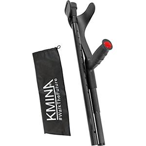 KMINA Stampella Ortopedica in Fibra di Carbonio (1 pz) | Canadese Leggera e Pieghevole, Regolabile in Altezza, 580 g, Massimo 136 kg, Antiscivolo, Prodotto in Europa, Modello Pro