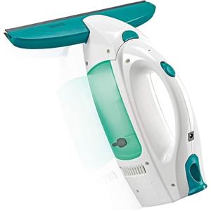 Leifheit Dry & Clean Lavavetri Elettrico Per Lavaggio A 360°, Bianco Blu | Aspirazione senza gocce, 38 min di autonomia, Click System, ideale per vetri, specchi, piastrelle e box doccia