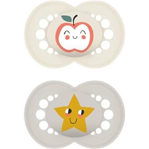 MAM Original Succhietto 16+ mesi, Set da 2 ciucci, Neutro/Verde | Con porta ciuccio sterilizzatore portatile, Tettarella ortodontica in caucciù naturale, Mascherina curva, Senza BPA/BPS