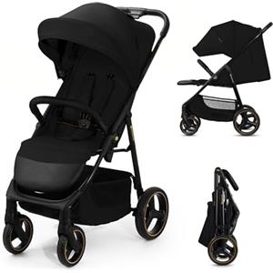 kk Kinderkraft Kinderkraft TRIG 3 Passeggino Leggero, Pieghevole, Posizione Distesa, Posizione Reclinata, Sospensione 4 Ruote, Cinture di sicurezza a 5 punti, Bambini, Fino a 25 kg, Nero