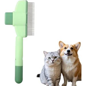 WQDD STANPET Pettine Autopulente per Gatti - Spazzola Antipulci con Pulsante Sblocco | Rimuove Peli Morti, Nodi & Forfora | Per Pelo Corto/Lungo | Accessorio Toelettatura Verde (1 Pezzo)