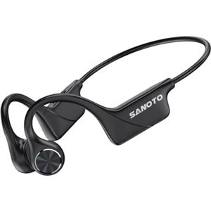 SANOTO Cuffie Conduzione Ossea Bluetooth 5.3, Wireless Auricolari Sport | Open Ear Auricolari, Batteria 10 ore, Impermeabile IPX5, Lunga durata della Batteria, Ideale per Corridori, Ciclisti, Fitness