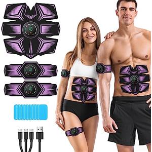 GROSBEAK Elettrostimolatore per Addominali, Elettrostimolatore Muscolare， Cintura Addominale Elettrostimolatore, USB Ricaricabile EMS Trainer per Uomini Donne Addome/ Braccia/ Gambe, 8 modalità e 19 intensità